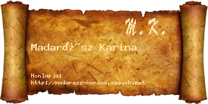Madarász Karina névjegykártya